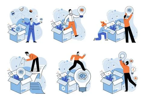 Out of the box idea. Successful projects are often result out-of-the-box イラスト素材