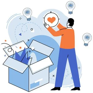 Out of the box idea. Successful projects often stem from seed out-of-the-box Illustrazione stock