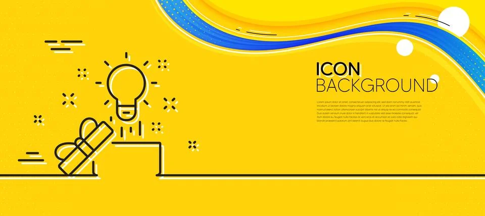 Out of the box line icon. Creativity sign. Minimal line yellow banner. Vector 스톡 일러스트