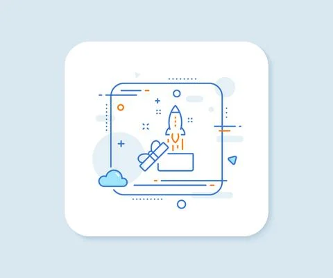 Out of the box line icon. Launch Project sign. Vector Stock Illustration
