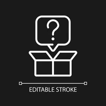 Out-of-the-box question white linear icon for dark theme Stock Illustration