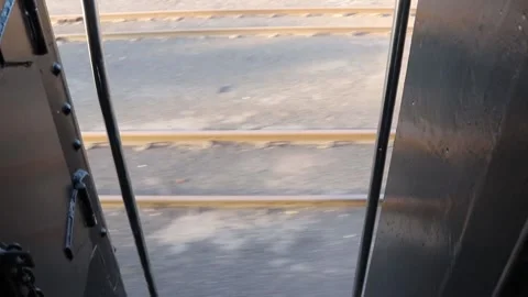 Out the door of a steam train Video stock 153025564