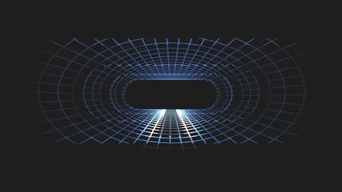 In out flight through neon blue lights energy grid net cyber retro VR tunnel Video stock 88486827
