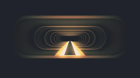 In out flight through neon rib lights energy cyber VR retro tunnel motion Stock Footage 88479627