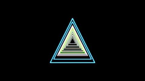 In out flight through neon triangle rib lights abstract cyber tunnel motion Stock Footage 112237971
