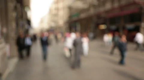 Out of focus background and unrecognizable people walking in Istiklal Street Stock Footage 56079655