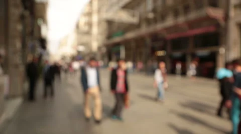 Out of focus background and unrecognizable people walking in Istiklal Street Stock Footage 56080075