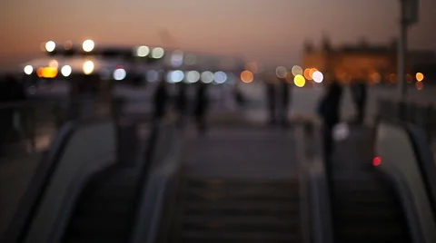 Out of focus background and unrecognizable people walking Stock Footage 58494375