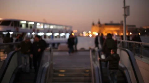 Out of focus background and unrecognizable people walking Stock Footage 58494403