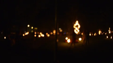 Out of focus background panorama of night fire festival 库存影片 89421715