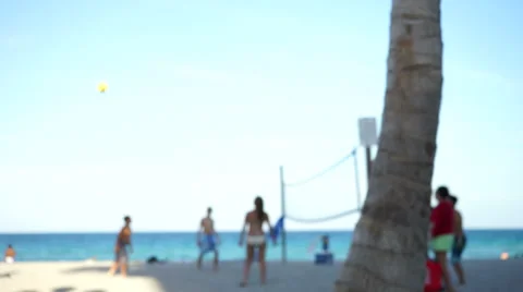 Out of focus background video of teens playing volleyball Stock Footage 39842498