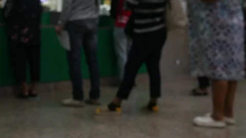 Out of focus blurred at terminal check-in counter area Video stock 328335643