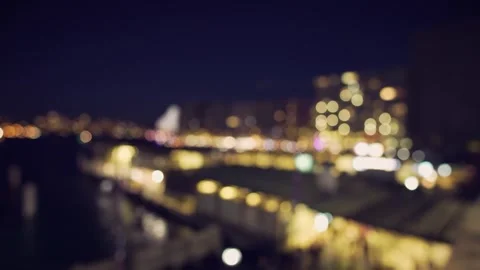 Out of Focus City Skyline and Harbor Night Bokeh Lights Loop 動画素材 341981192