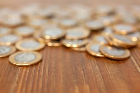 Out of focus coins for background Stock Photos