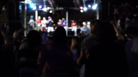 Out of Focus Concert with Dancing Crowd Video stock 115917174