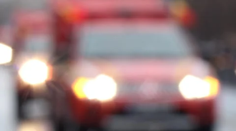 Out of Focus Fire Brigade SUV Stock-Footage 44502052