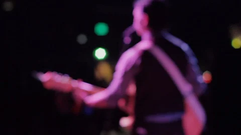 Out of Focus Guitar Player Singer Rock Star Musician Live Music On Stage Stock Footage 128595694