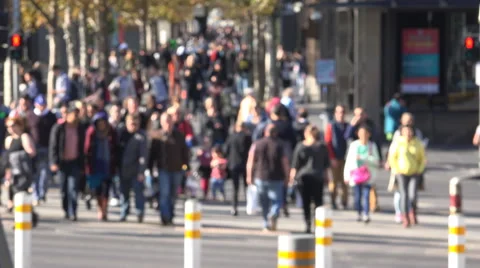 Out of focus pedestians at intersection crossing Stock Footage 52184286