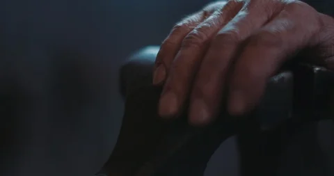 Out of focus shot of weathered hand of a blacksmith Stock Footage 105295699