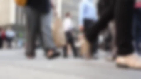 Out of Focus Sidewalk Level View of People Walking New York City Stock Footage 74735222