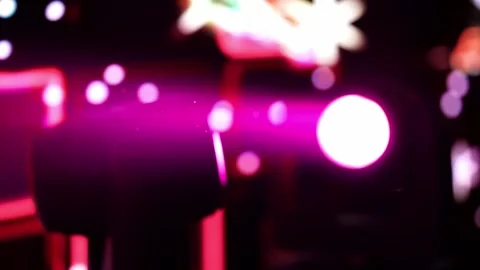 Out of focus stage lights, rotating stage lights, bokeh lights Stock Footage 130544385