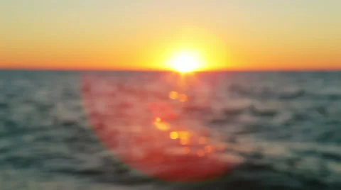 Out of Focus Sunset at the Sea Pulls Into Focus Stock Footage 61496345