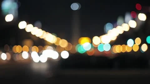 Out of focus traffic lights - racks in focus *night* Stock Footage 8969467