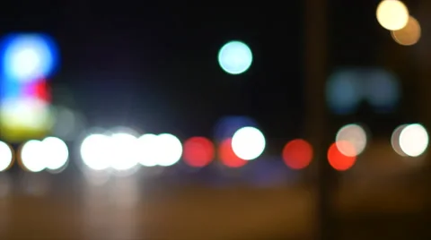 Out of Focus Traffic at Night 4K Stock Footage 42103663