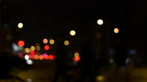 Out of focus traffic at night Video stock 145021771