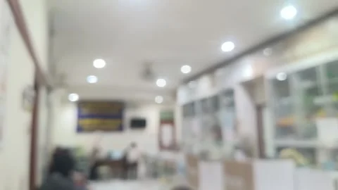 An out of focus view of a medical facility's waiting room, showcasing a clean, Stock Footage 329255733