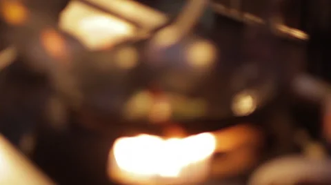 Out of focus wok cooking Stock Footage 42685824