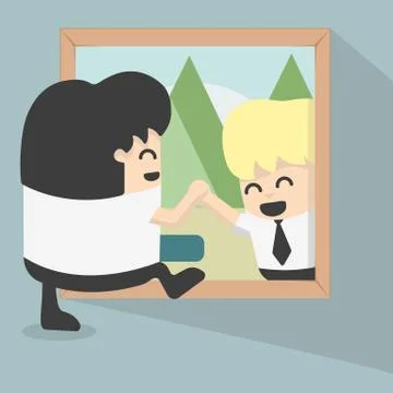 Out the framework to find new friends 스톡 일러스트