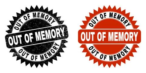OUT OF MEMORY Black Rosette Seal with Scratched Style 스톡 일러스트