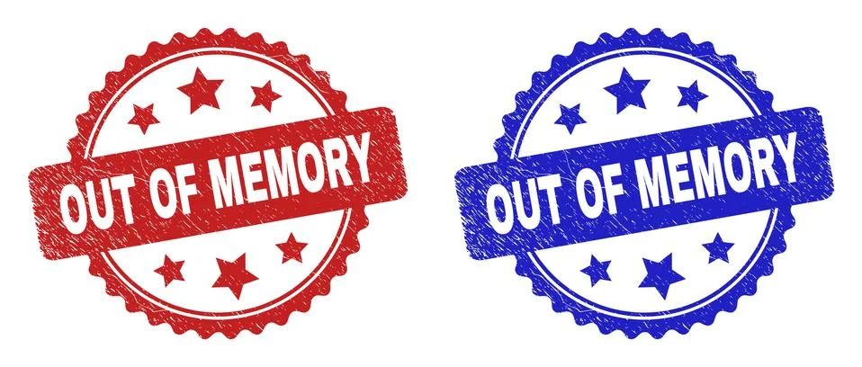 OUT OF MEMORY Rosette Seals Using Rubber Texture 스톡 일러스트