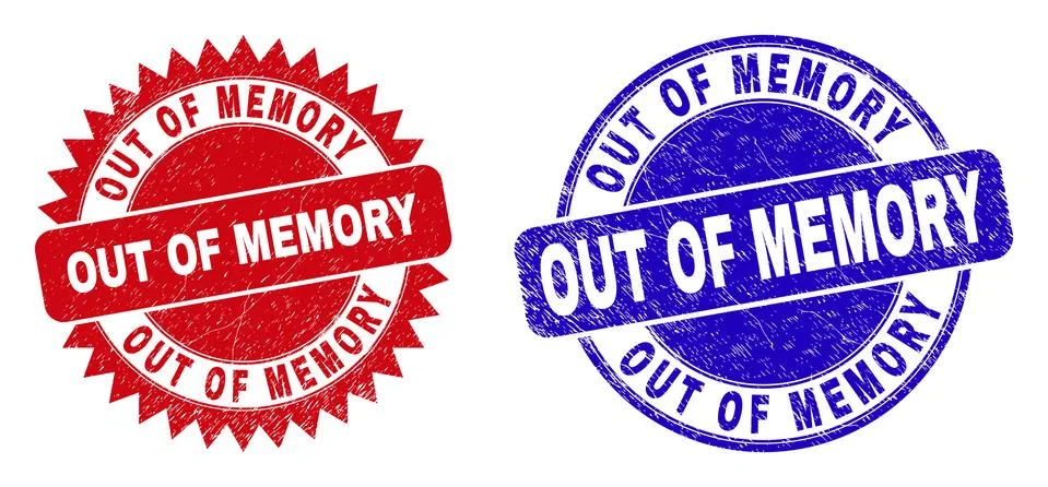 OUT OF MEMORY Round and Rosette Stamp Seals with Corroded Texture 스톡 일러스트