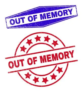 OUT OF MEMORY Textured Stamp Seals in Round and Hexagonal Forms Illustrazione stock