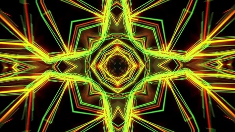 In Out Neon Kaleidoscope Vj Loop Animation Stock Footage 90652418