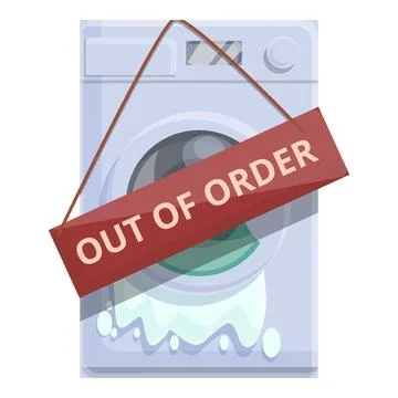 Out of order broken washing machine icon, cartoon style Stock Illustration