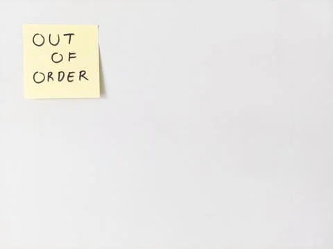 Out of Order Notice on Sticky Note Stock Photos