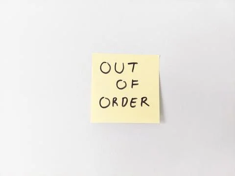 Out of Order Notice on Sticky Note Stock Photos
