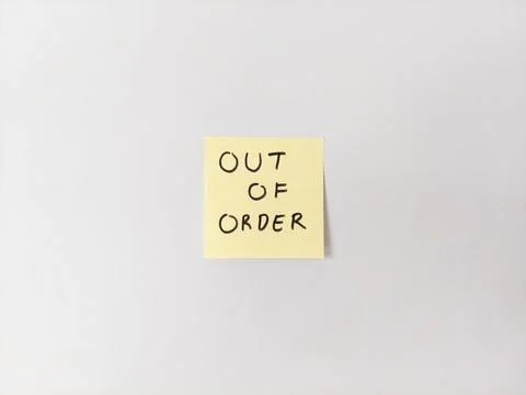 Out of Order Notice on Sticky Note Stock Photos