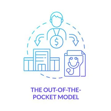 Out-of-the-pocket model blue gradient concept icon Stock Illustration