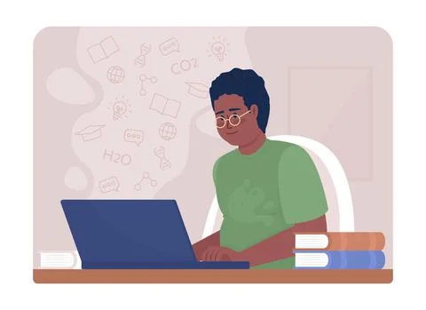 Out-of-school learning 2D vector isolated illustration Stock Illustration