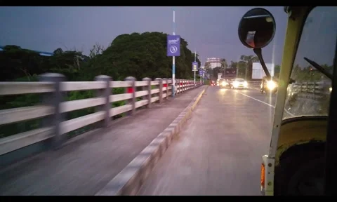 Out the side of a Rickshaw at dusk Stock Footage 58086761