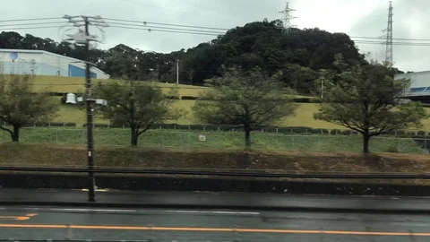 Out side view from hi speed train Japan. Stock Footage 121658294