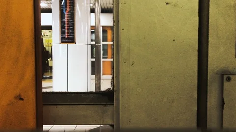 Out side view of Underground train pass the tunnel Stock Footage 94148864