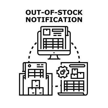 Out of stock notification process for inventory management Stock Illustration