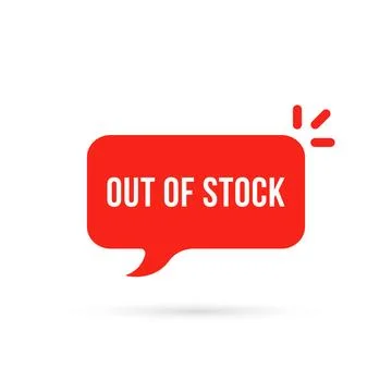 Out of stock text on red bubble Stock Illustration