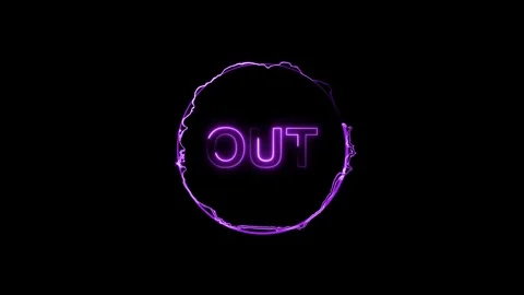 Out text animation with purple neon. Out text abstract digital word. Out te.. Stock Footage 338347722