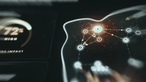 Outage Network Map with 72 Percent Impact Gauge Stock Footage 338396959